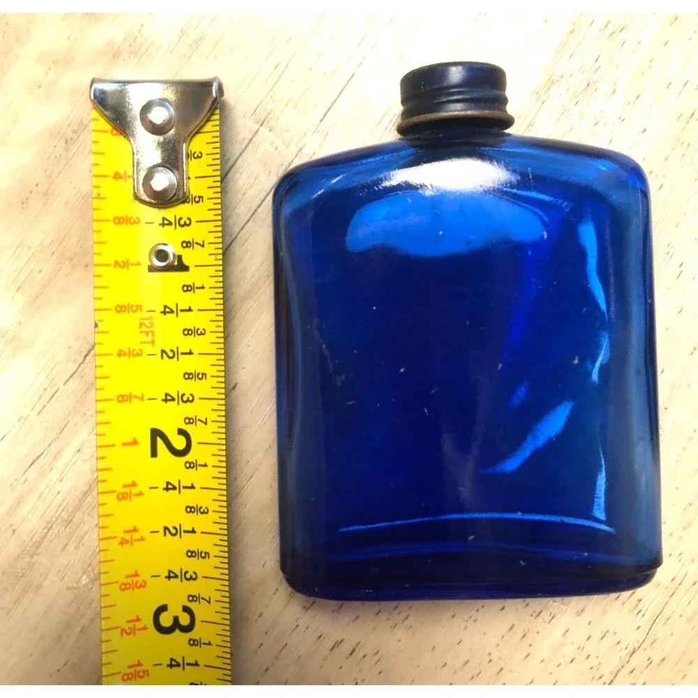 3 Vintage Cobalt Blue Glass Medicine USA Apothecary Bottles Signed 